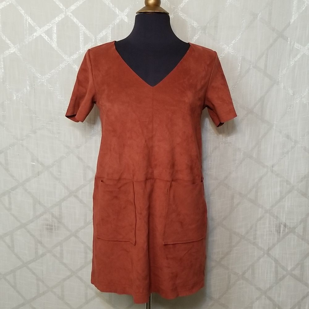 Naked Zebra Tunic Dress Orange Size Small Pockets